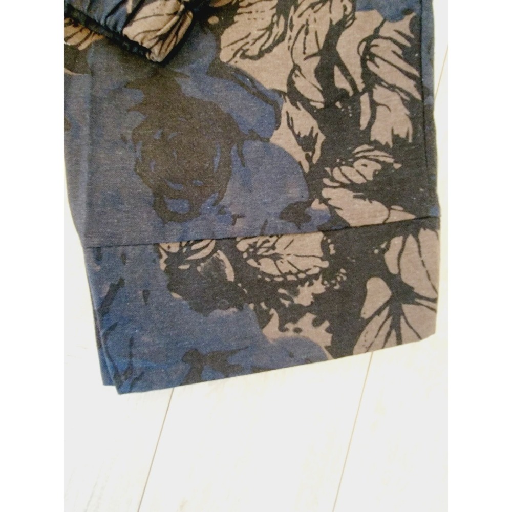 Pantalon XXL Floral Wide Leg Crop Pants Blue Brown Flowy Earthy Boho NWT - Picture 7 of 14